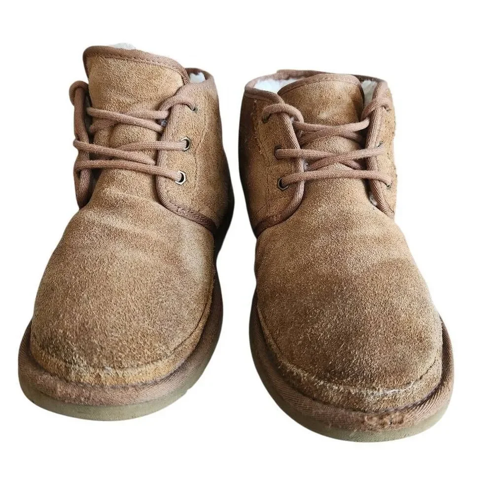 UGG Chukka Ankle Boots Mens 9 Neumel Chestnut Suede Leather Wool Lace‎ Up